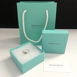 Tiffany & Co Elsa Peretti Bean Design Sterling Silver Ring Sz 4.25 W/ Box + Bag